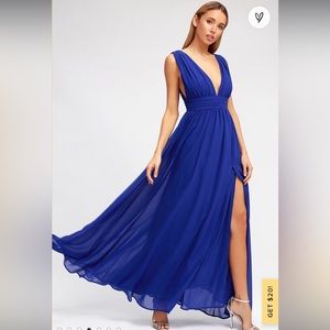 Lulus Heavenly Hues Royal Blue Maxi Dress, Size L, NWT